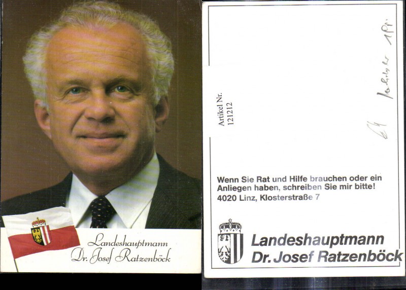 121212,Landeshauptmann Dr. <b>Josef Ratzenböck</b> Politik - 100199794-121212